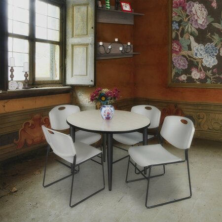 REGENCY Kahlo Round Table & Chair Sets, 42 W, 42 L, 29 H, Wood, Metal, Polypropylene Top, Maple TPL42RNDPLBK44GY